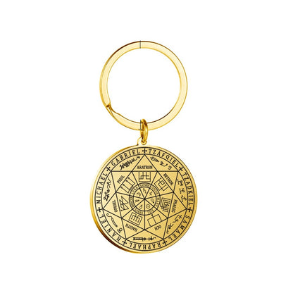 Sigil Of The Seven Archangels Keyring • Solomon Seal Kabbalah Amulet Pendant Keychain • Stainless Steel Talisman Charm Jewelry • Apollo Tarot Shop