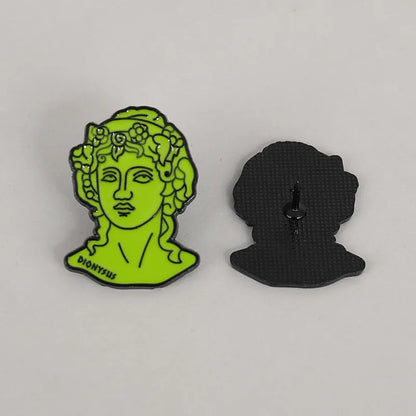 Greek Mythology Pin • Medusa Prometheus Achilles Dionysus Head Brooch • Doodle Ancient Roman Deity Badge • Pagan Worship Witchy Pins • Apollo Tarot Shop