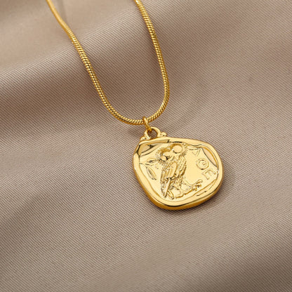 Athena Owl Coin Necklace | Ancient Greek Tetradrachm Choker | Athenian AOE Letters Carved Pendant | Freedom Jewelry Amulet | Apollo Tarot Shop