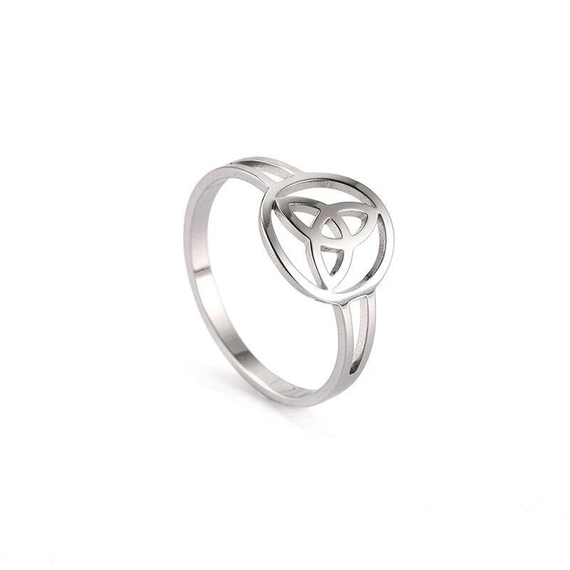 Witch's Knot Ring • Triquetra Celtic Pagan Worship Amulet • Triple Goddess Stainless Steel Wicca Jewelry For Witchy Women • Apollo Tarot Shop