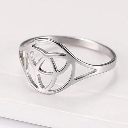 Witch's Knot Ring • Triquetra Celtic Pagan Worship Amulet • Triple Goddess Stainless Steel Wicca Jewelry For Witchy Women • Apollo Tarot Shop