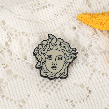 Greek Mythology Pin • Medusa Prometheus Achilles Dionysus Head Brooch • Doodle Ancient Roman Deity Badge • Pagan Worship Witchy Pins • Apollo Tarot Shop