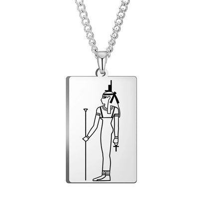 Ancient Egyptian Mythology Necklace | Deity Pendant Of God Horus Anubis Goddess Isis Stainless Steel Amulet | Pagan Worship Witchy Jewelry | Apollo Tarot Shop