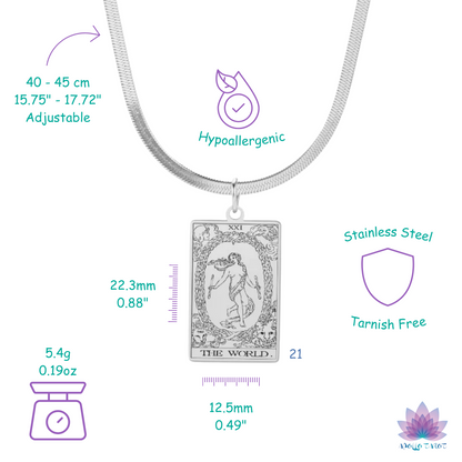 Tarot Card Snake Chain Choker Necklace • Silver Or Gold Stainless Steel Classic Waite Charms • Major Arcana Witchy Pendant