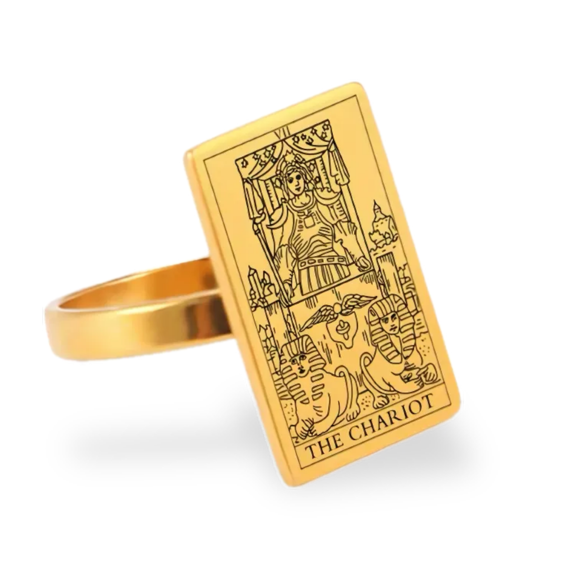 Tarot Card Gold Ring Collection • Major Arcana Waite Cards Laser Engraved Golden Rings For Spiritual Men Witchy Women • Apollo Tarot Shop