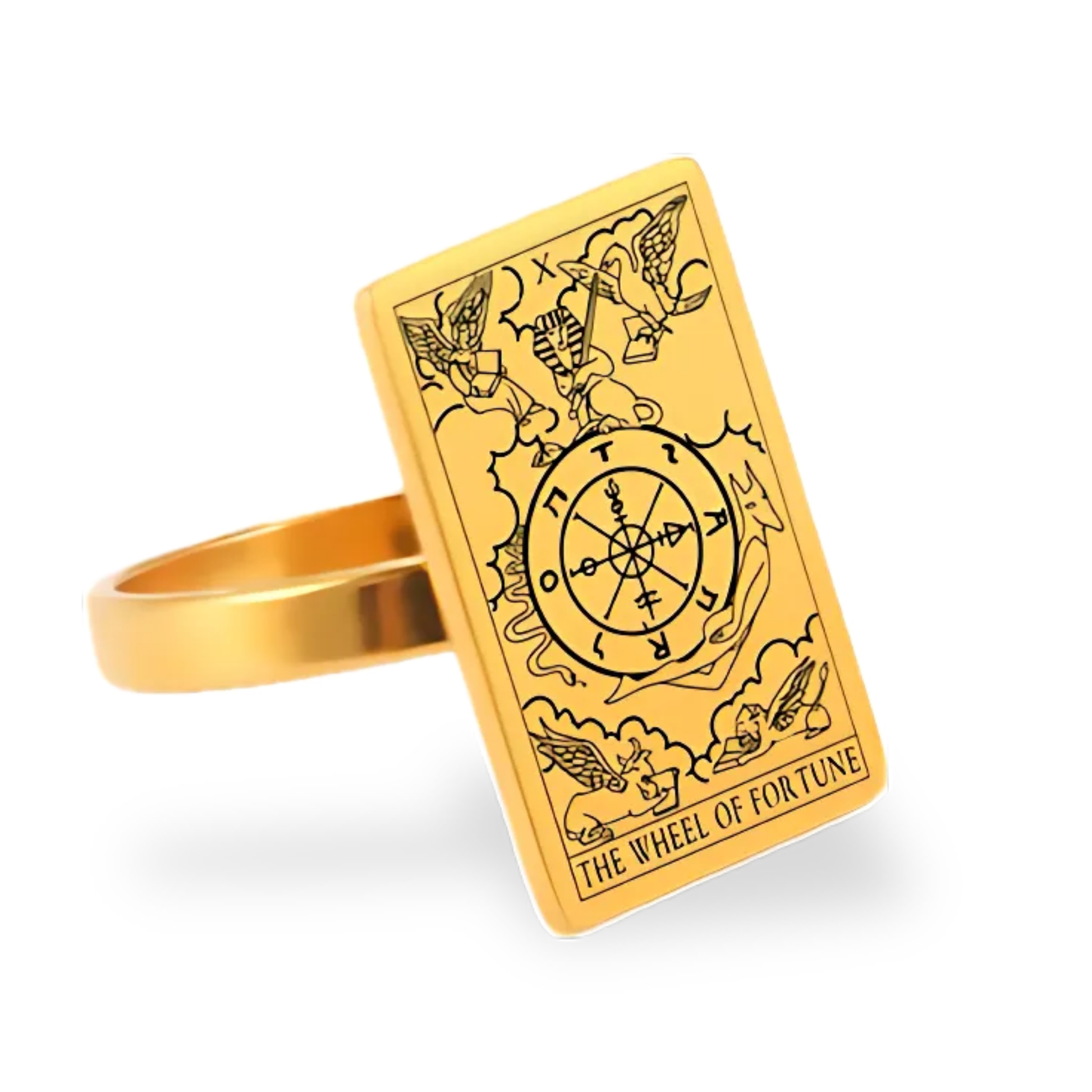 Tarot Card Gold Ring Collection • Major Arcana Waite Cards Laser Engraved Golden Rings For Spiritual Men Witchy Women • Apollo Tarot Shop