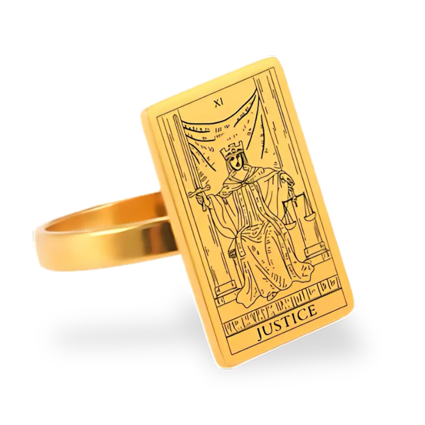 Tarot Card Gold Ring Collection • Major Arcana Waite Cards Laser Engraved Golden Rings For Spiritual Men Witchy Women • Apollo Tarot Shop