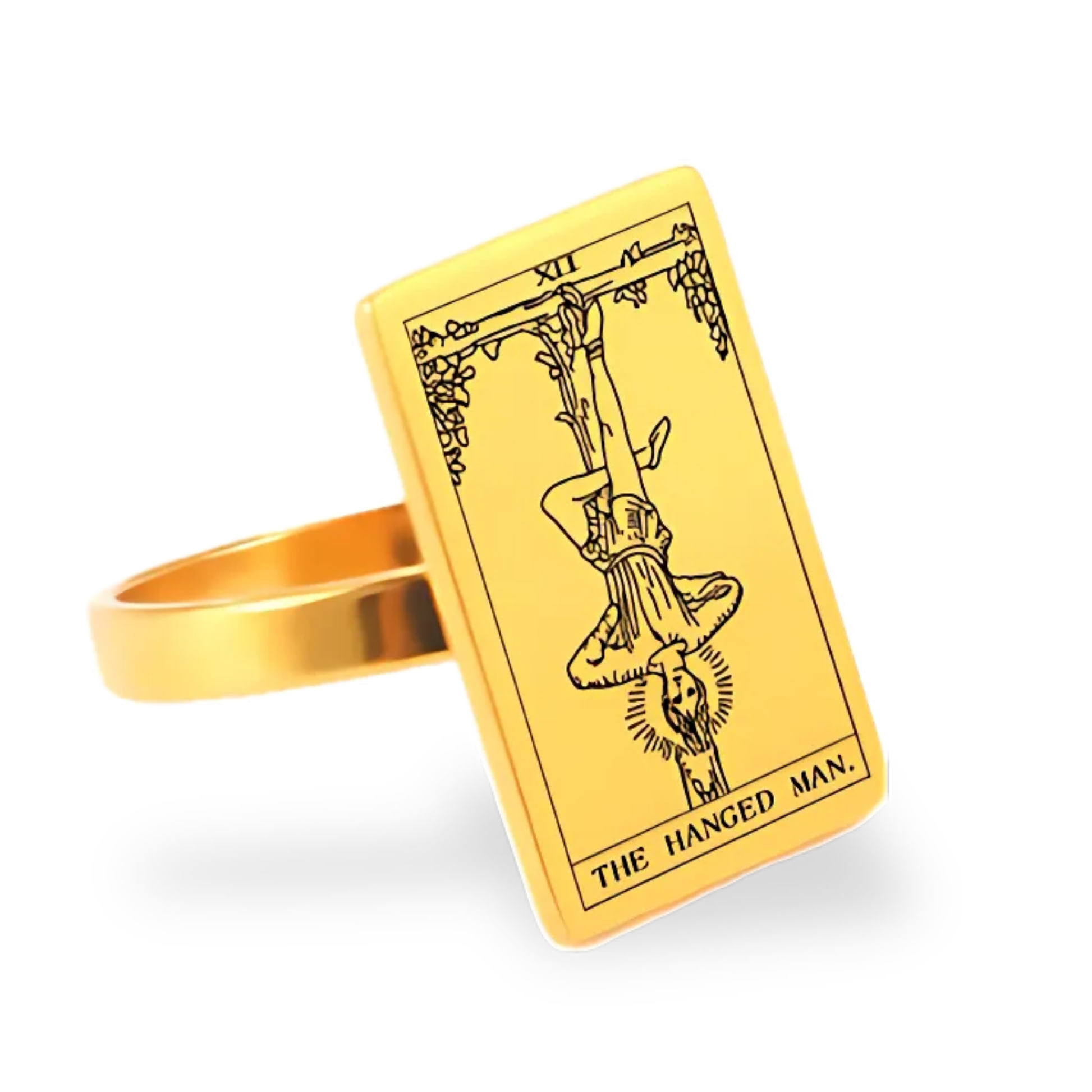 Tarot Card Gold Ring Collection • Major Arcana Waite Cards Laser Engraved Golden Rings For Spiritual Men Witchy Women • Apollo Tarot Shop