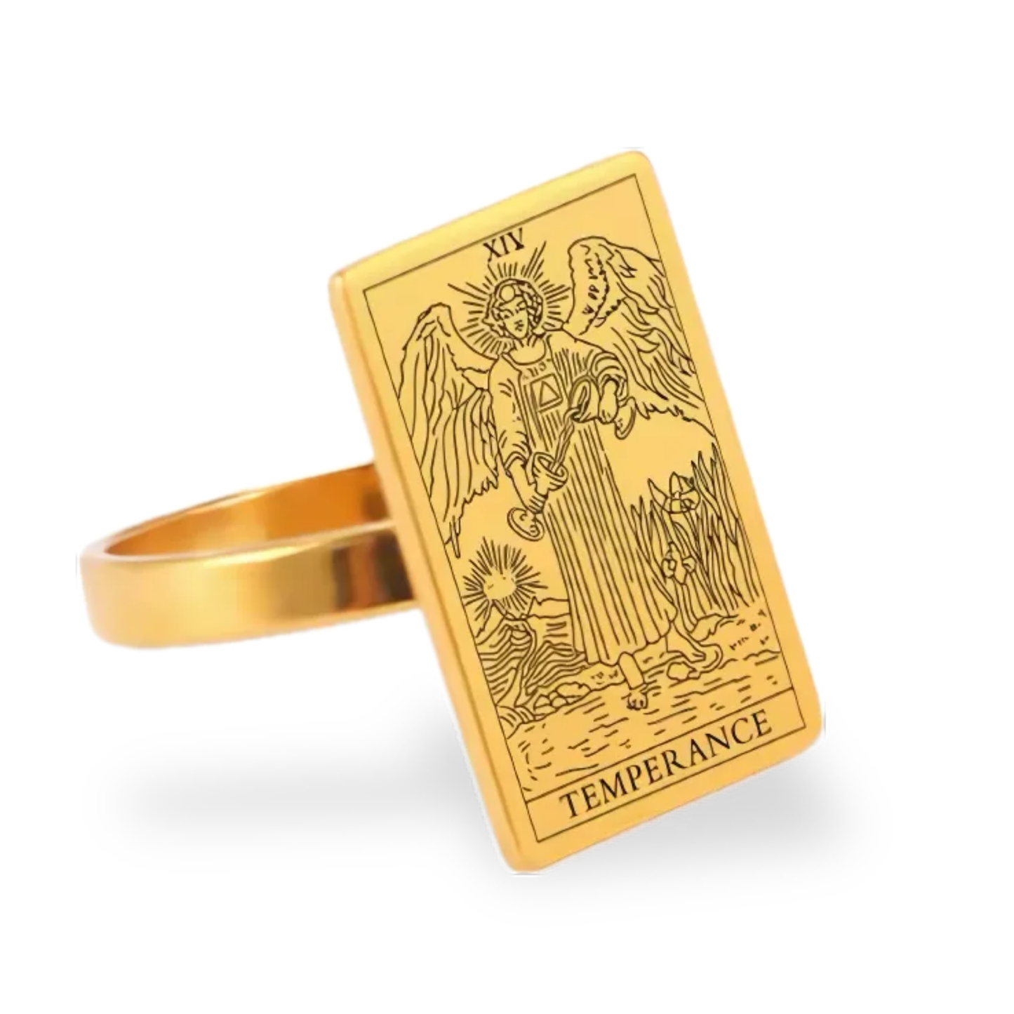 Tarot Card Gold Ring Collection • Major Arcana Waite Cards Laser Engraved Golden Rings For Spiritual Men Witchy Women • Apollo Tarot Shop