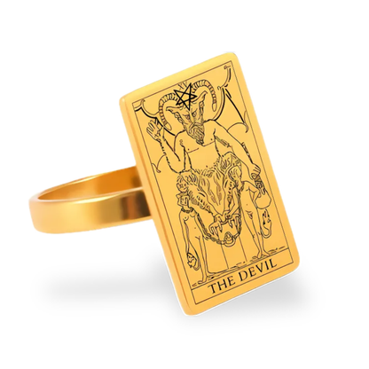 Tarot Card Gold Ring Collection • Major Arcana Waite Cards Laser Engraved Golden Rings For Spiritual Men Witchy Women • Apollo Tarot Shop