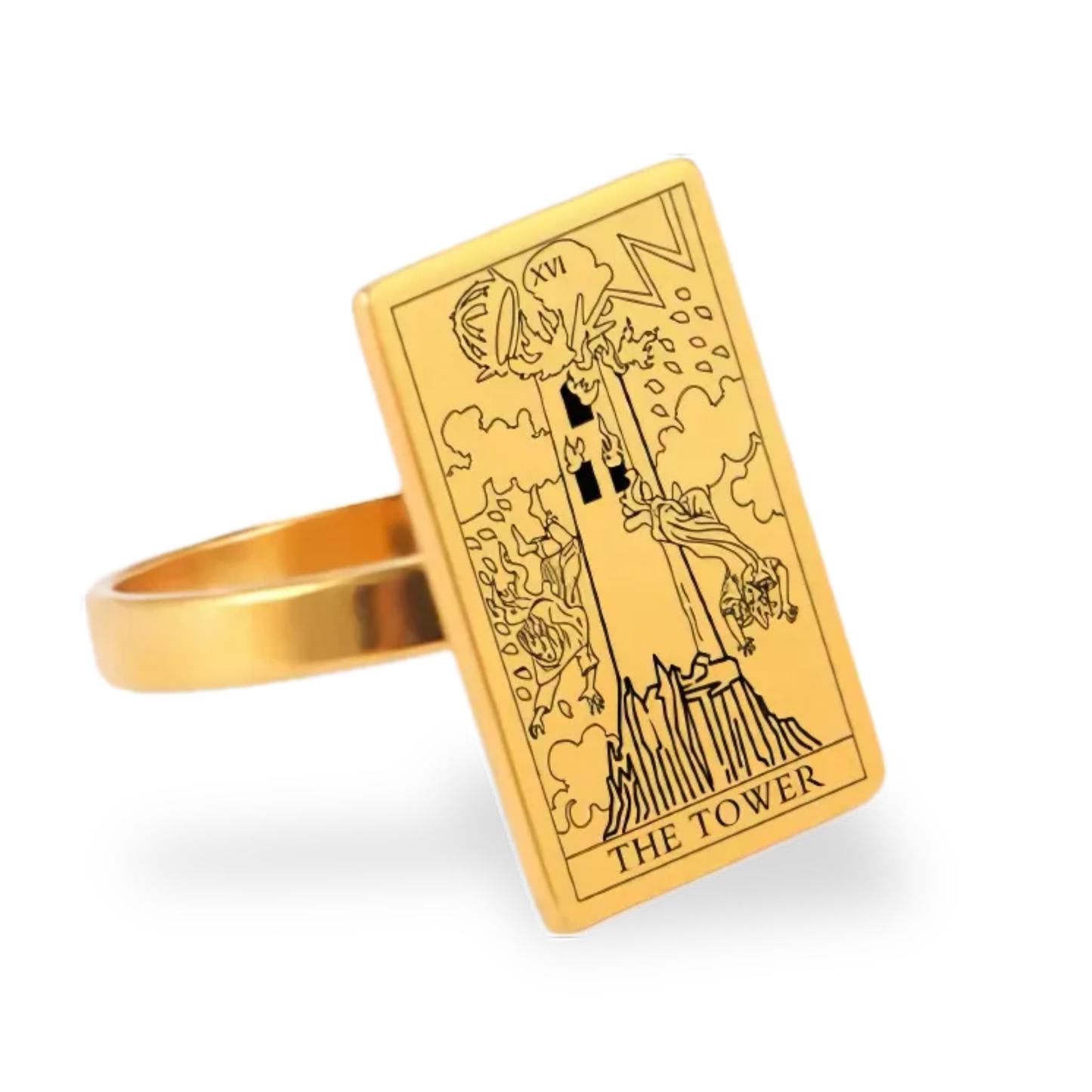 Tarot Card Gold Ring Collection • Major Arcana Waite Cards Laser Engraved Golden Rings For Spiritual Men Witchy Women • Apollo Tarot Shop