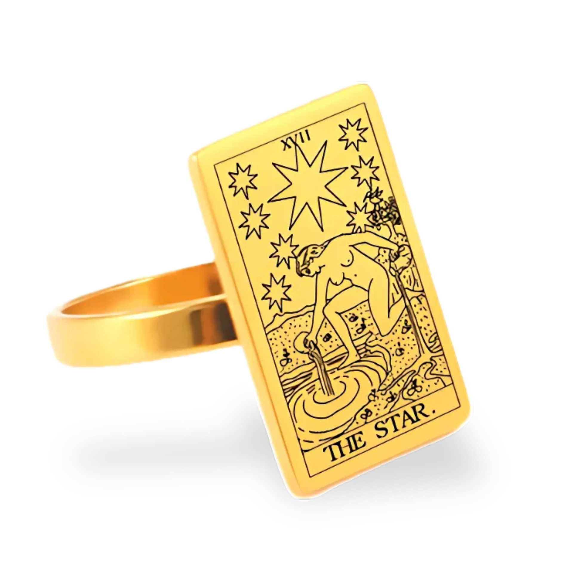 Tarot Card Gold Ring Collection • Major Arcana Waite Cards Laser Engraved Golden Rings For Spiritual Men Witchy Women • Apollo Tarot Shop