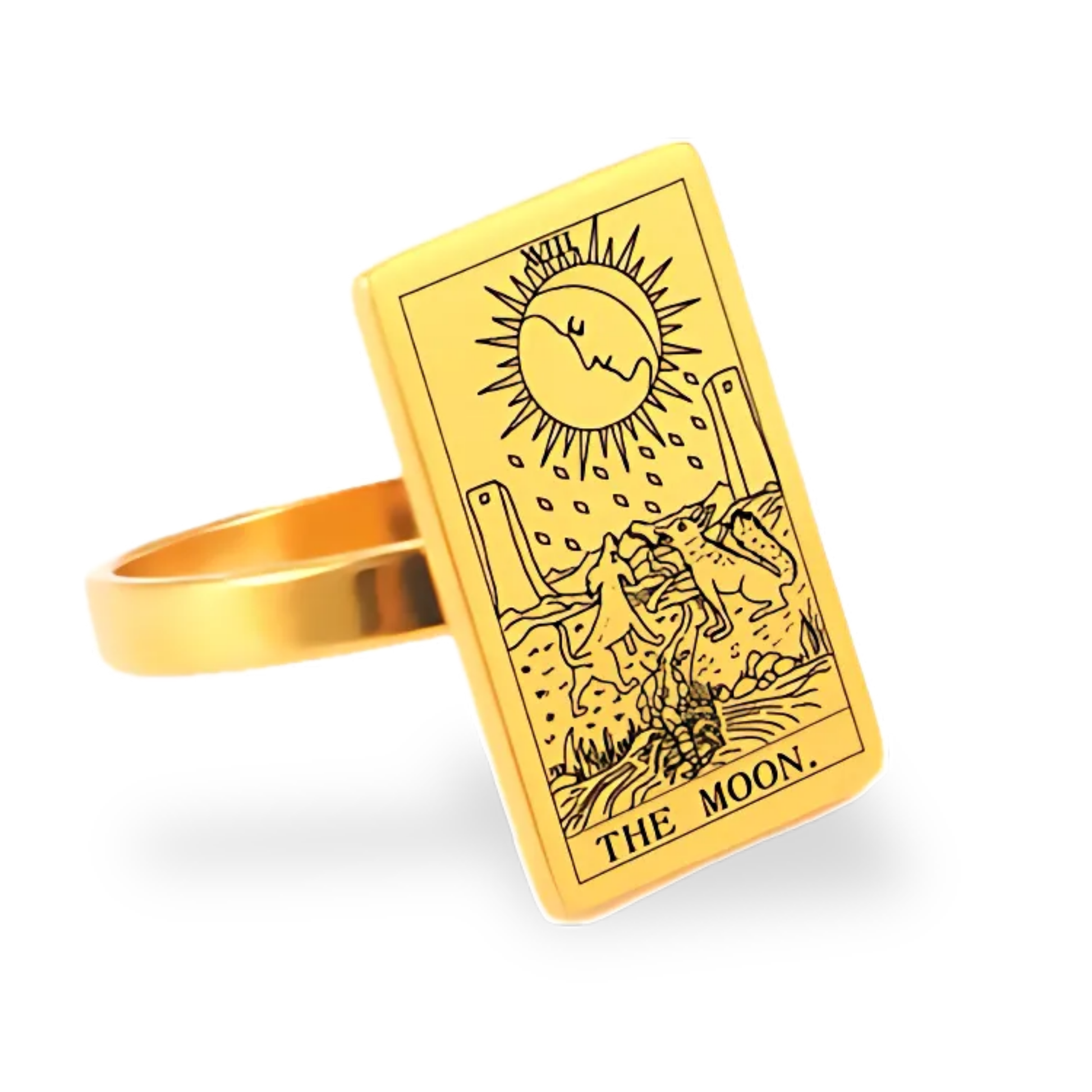 Tarot Card Gold Ring Collection • Major Arcana Waite Cards Laser Engraved Golden Rings For Spiritual Men Witchy Women • Apollo Tarot Shop