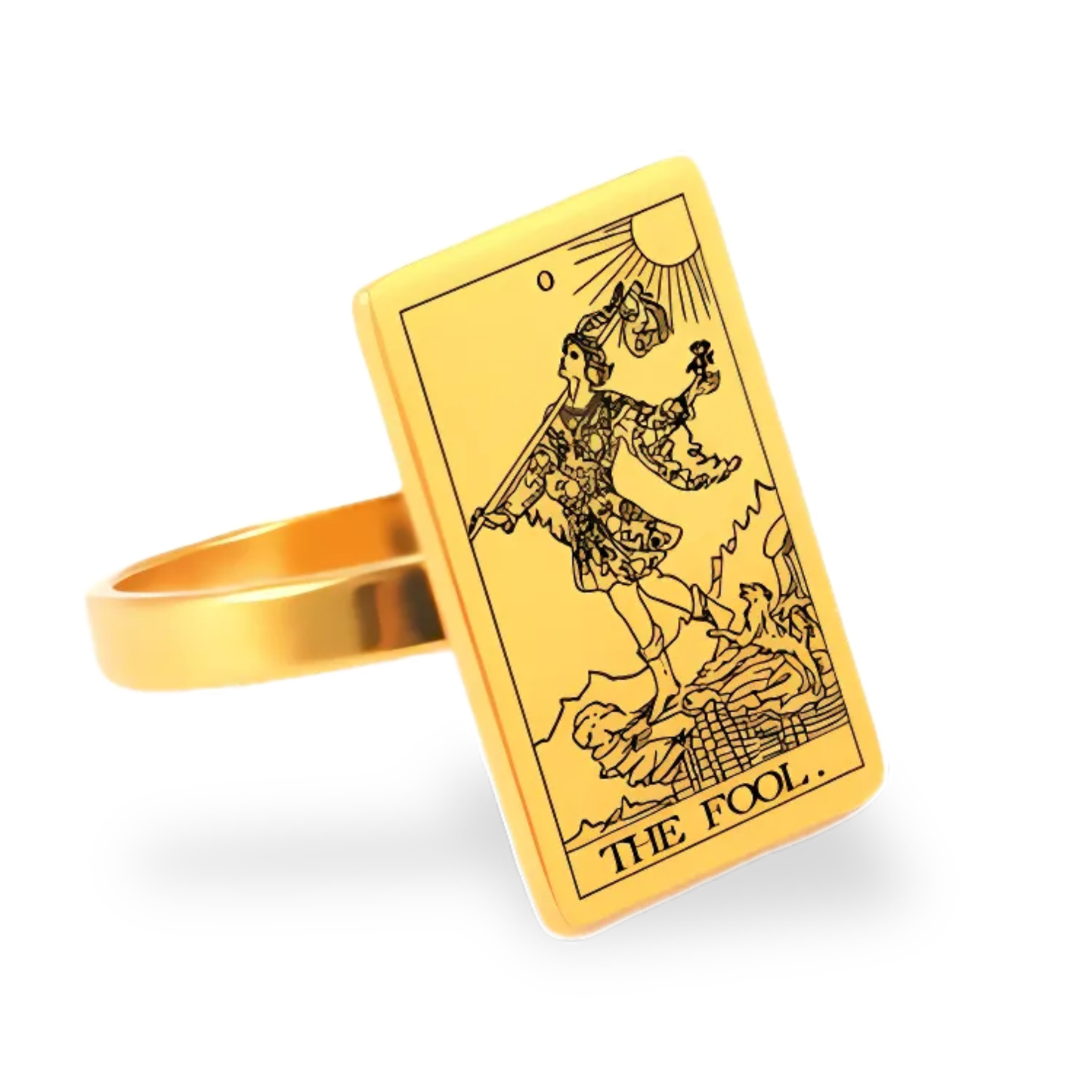 Tarot Card Gold Ring Collection • Major Arcana Waite Cards Laser Engraved Golden Rings For Spiritual Men Witchy Women • Apollo Tarot Shop