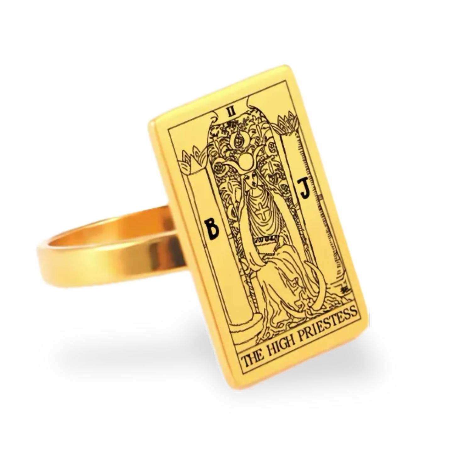 Tarot Card Gold Ring Collection • Major Arcana Waite Cards Laser Engraved Golden Rings For Spiritual Men Witchy Women • Apollo Tarot Shop