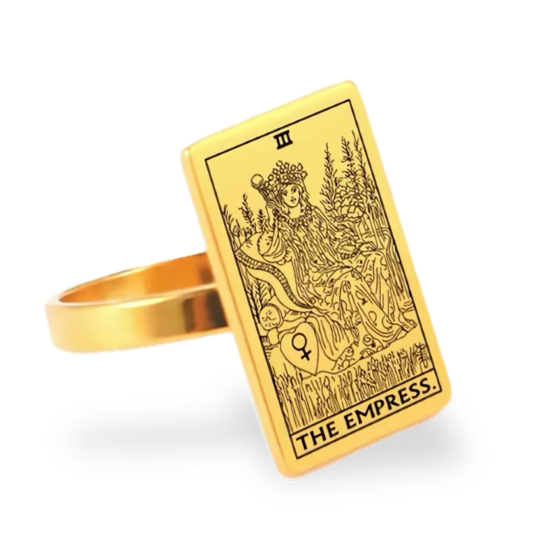 Tarot Card Gold Ring Collection • Major Arcana Waite Cards Laser Engraved Golden Rings For Spiritual Men Witchy Women • Apollo Tarot Shop