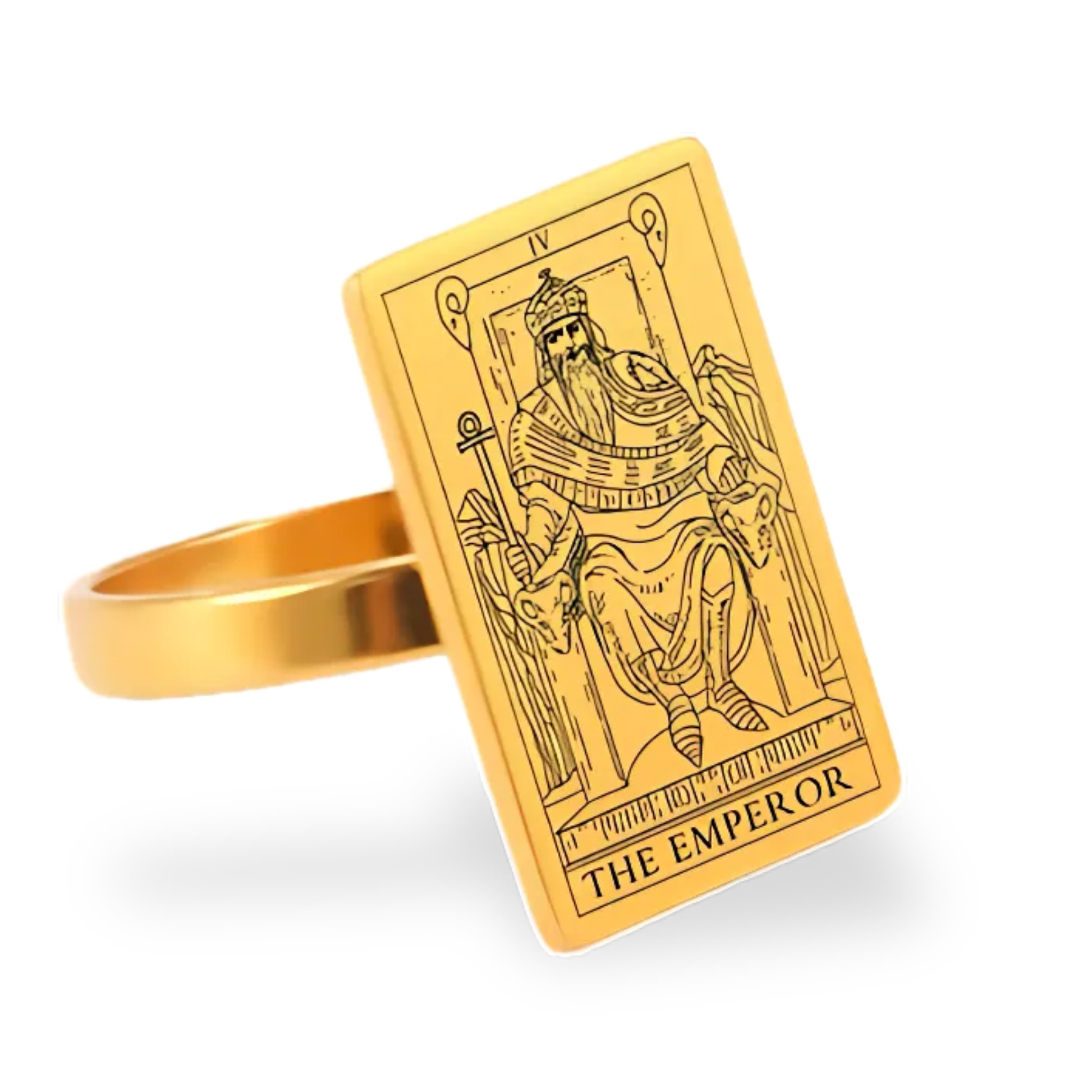 Tarot Card Gold Ring Collection • Major Arcana Waite Cards Laser Engraved Golden Rings For Spiritual Men Witchy Women • Apollo Tarot Shop