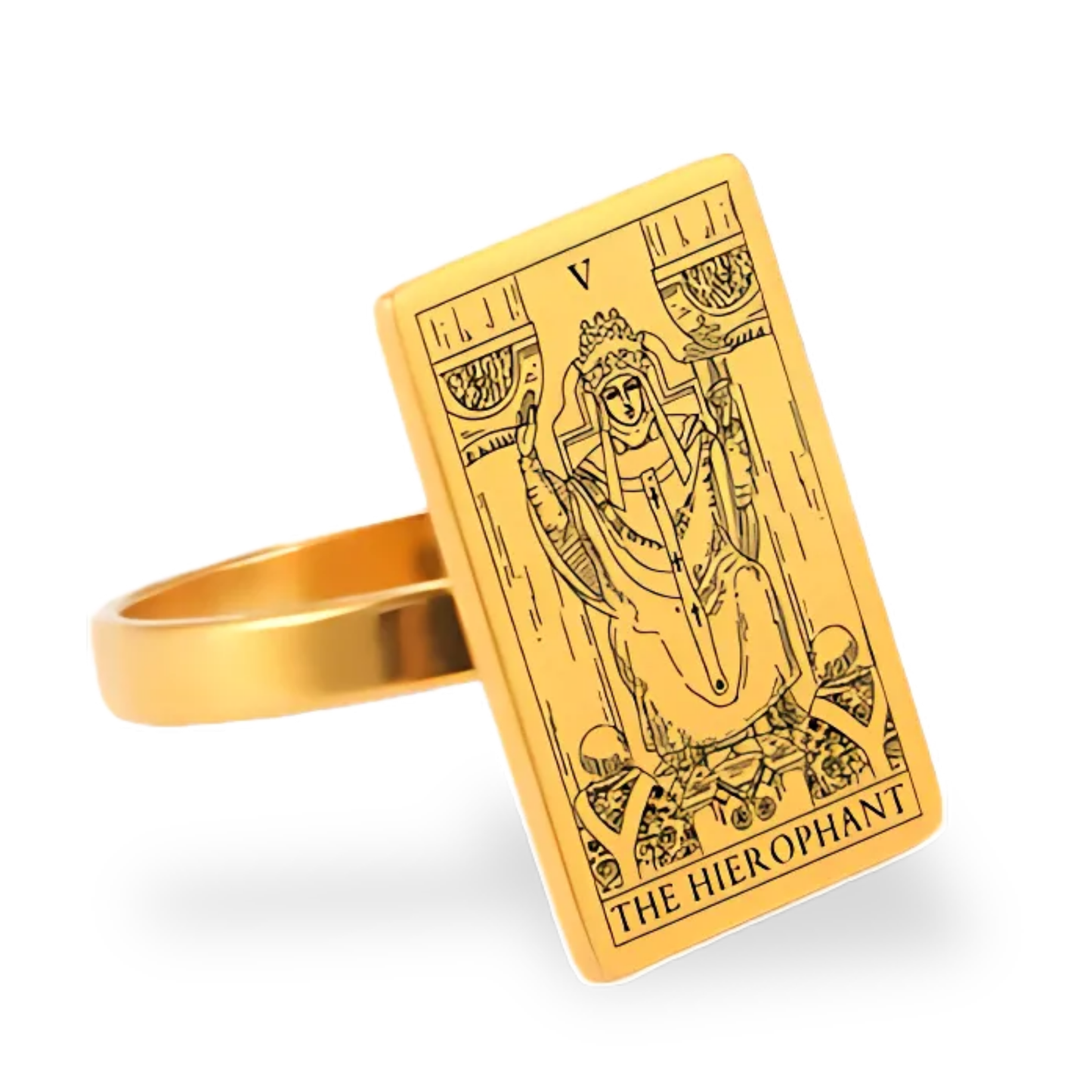 Tarot Card Gold Ring Collection • Major Arcana Waite Cards Laser Engraved Golden Rings For Spiritual Men Witchy Women • Apollo Tarot Shop