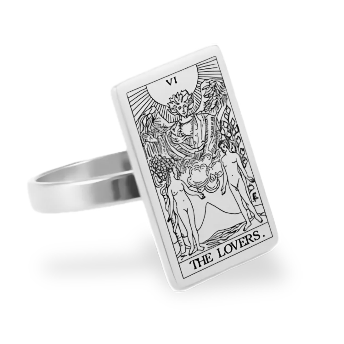 Silver Tarot Card Rings • Major Arcana Waite Cards Laser Engraved Ring For Spiritual Men Witchy Women