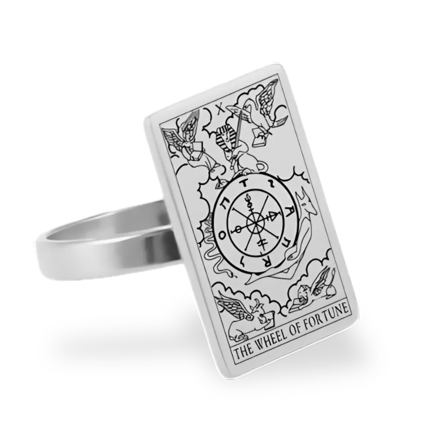 Silver Tarot Card Rings • Major Arcana Waite Cards Laser Engraved Ring For Spiritual Men Witchy Women • Apollo Tarot Jewelry Shop