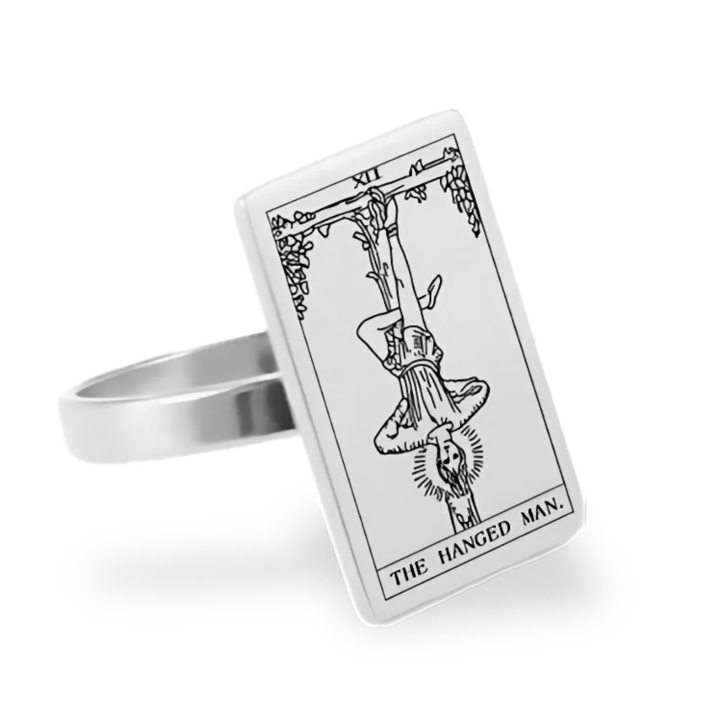 Silver Tarot Card Rings • Major Arcana Waite Cards Laser Engraved Ring For Spiritual Men Witchy Women • Apollo Tarot Jewelry Shop