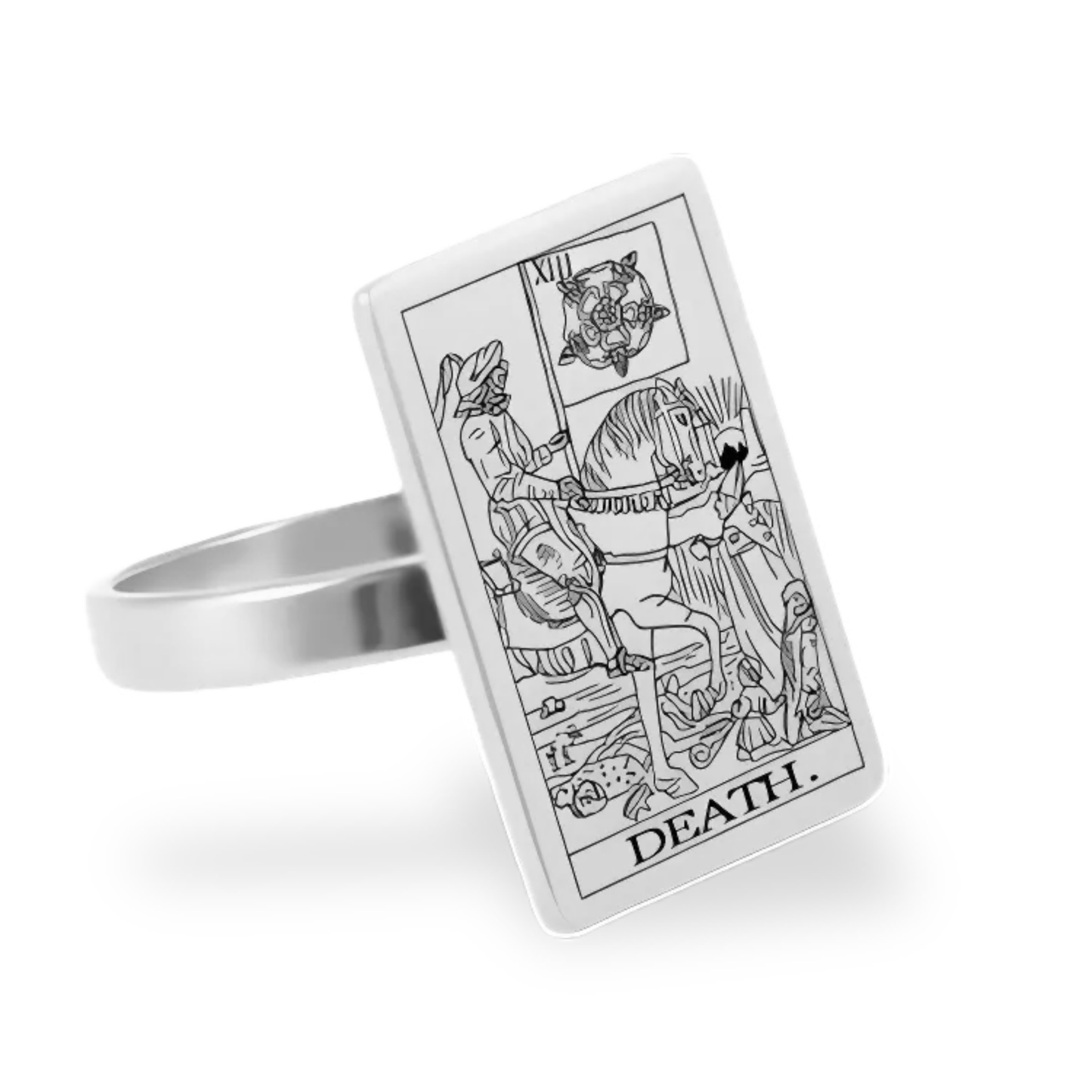 Silver Tarot Card Rings • Major Arcana Waite Cards Laser Engraved Ring For Spiritual Men Witchy Women