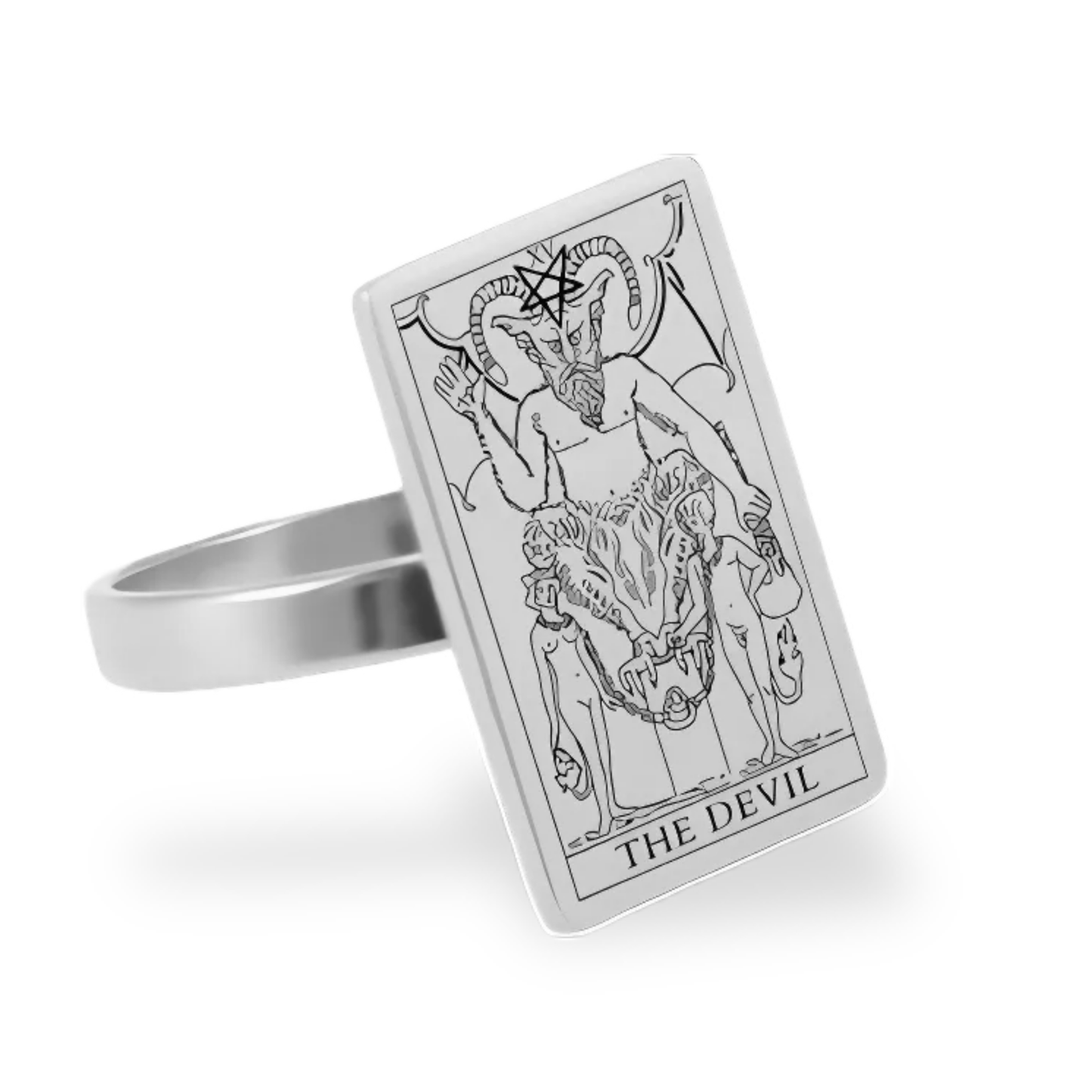 Silver Tarot Card Rings • Major Arcana Waite Cards Laser Engraved Ring For Spiritual Men Witchy Women