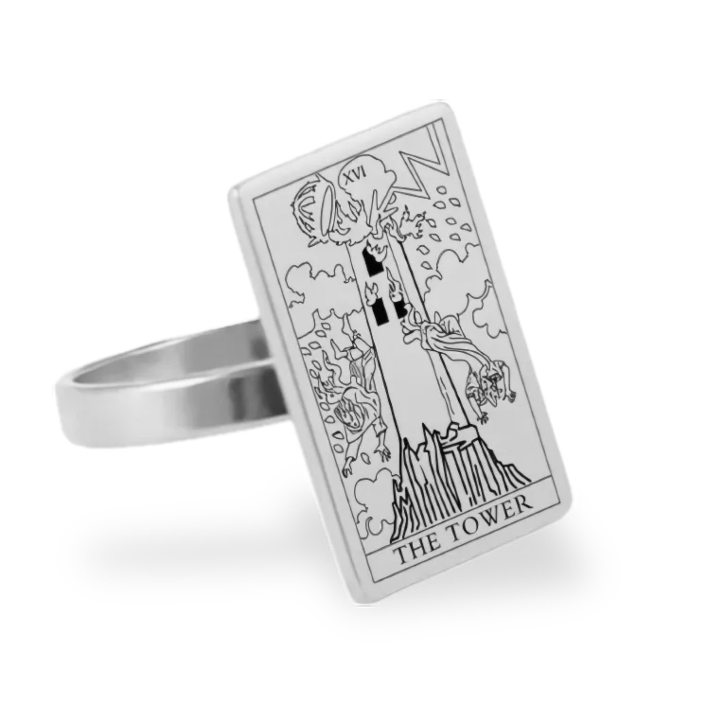 Silver Tarot Card Rings • Major Arcana Waite Cards Laser Engraved Ring For Spiritual Men Witchy Women