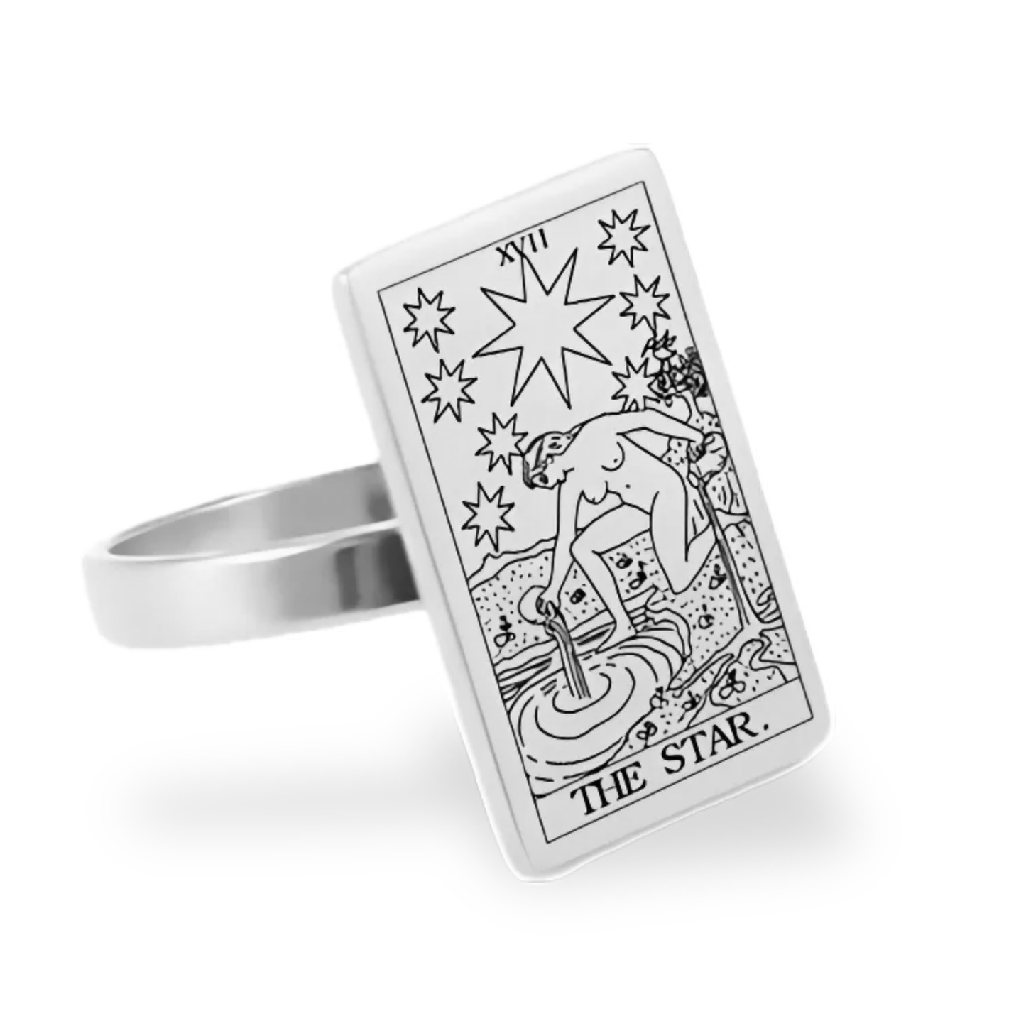 Silver Tarot Card Rings • Major Arcana Waite Cards Laser Engraved Ring For Spiritual Men Witchy Women