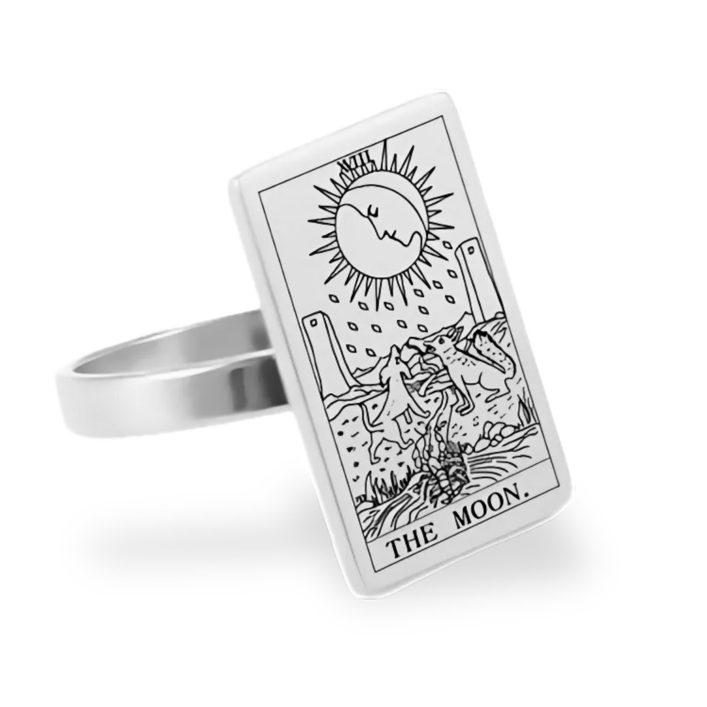 Silver Tarot Card Rings • Major Arcana Waite Cards Laser Engraved Ring For Spiritual Men Witchy Women