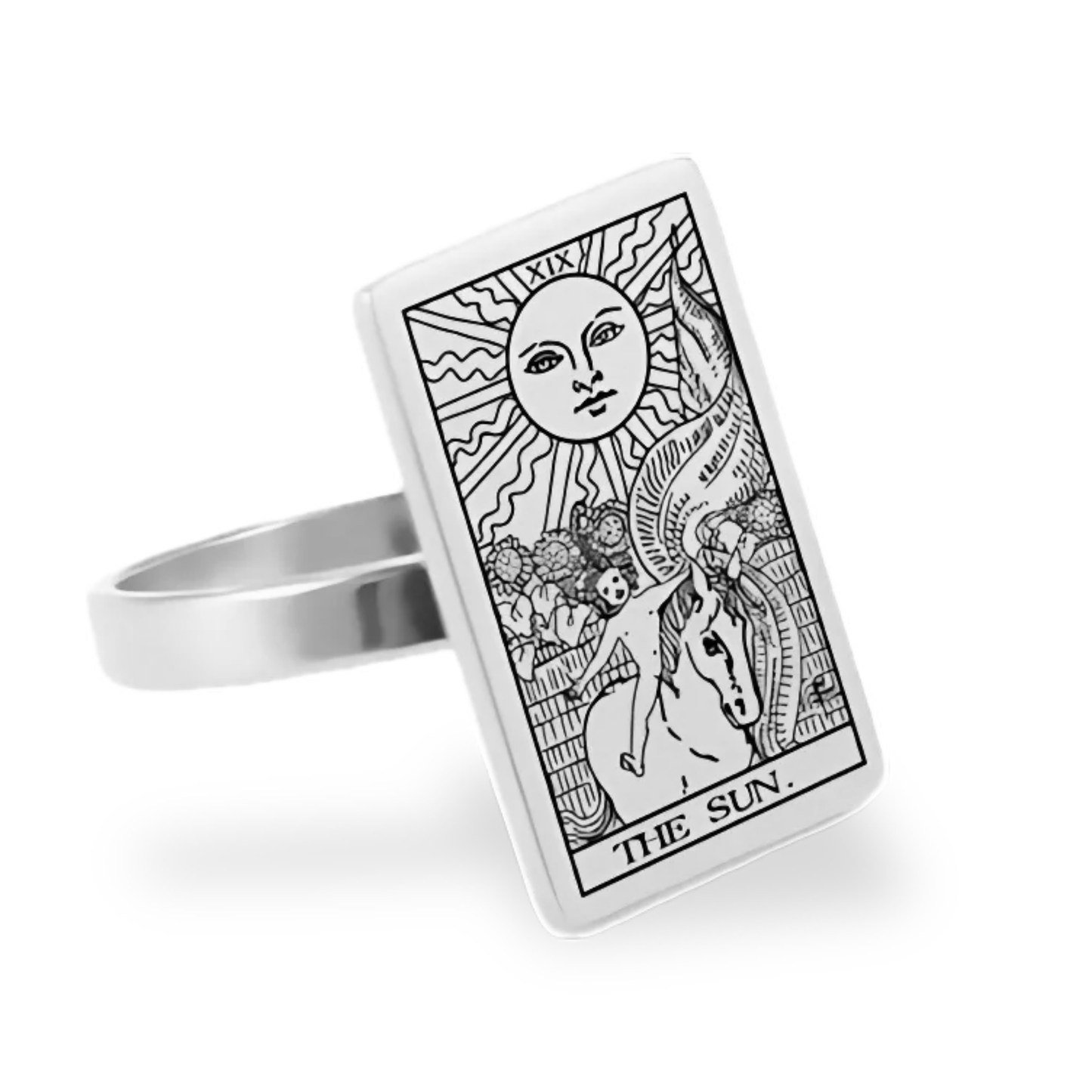 Silver Tarot Card Rings • Major Arcana Waite Cards Laser Engraved Ring For Spiritual Men Witchy Women