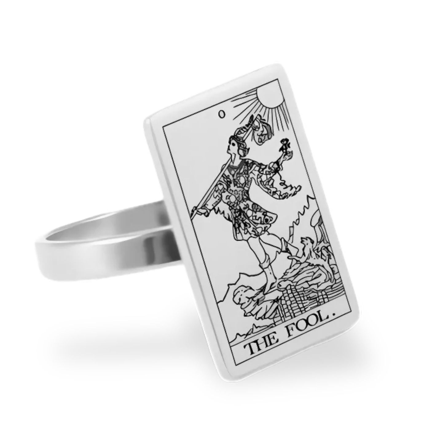 Silver Tarot Card Rings • Major Arcana Waite Cards Laser Engraved Ring For Spiritual Men Witchy Women • Apollo Tarot Jewelry Shop