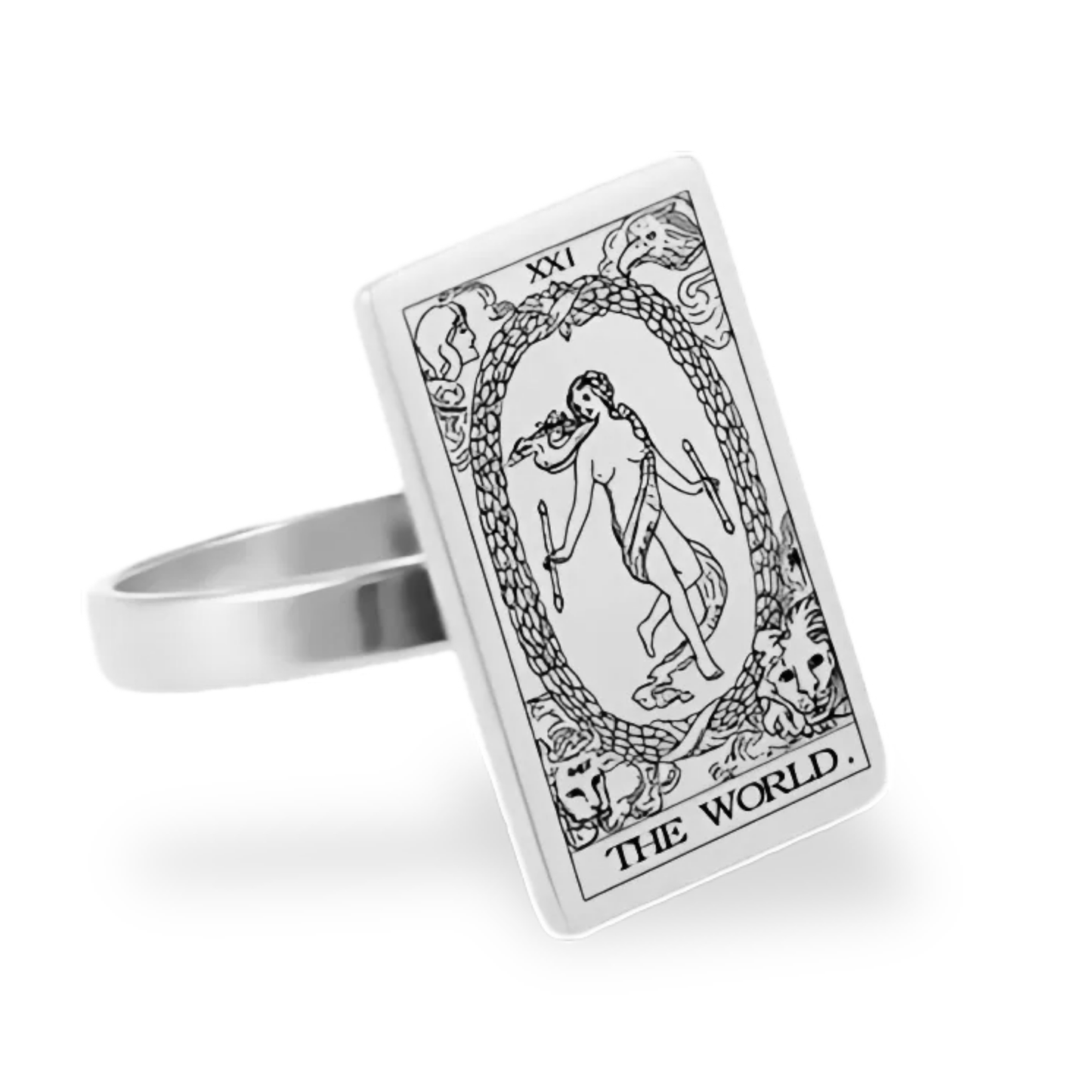 Silver Tarot Card Rings • Major Arcana Waite Cards Laser Engraved Ring For Spiritual Men Witchy Women