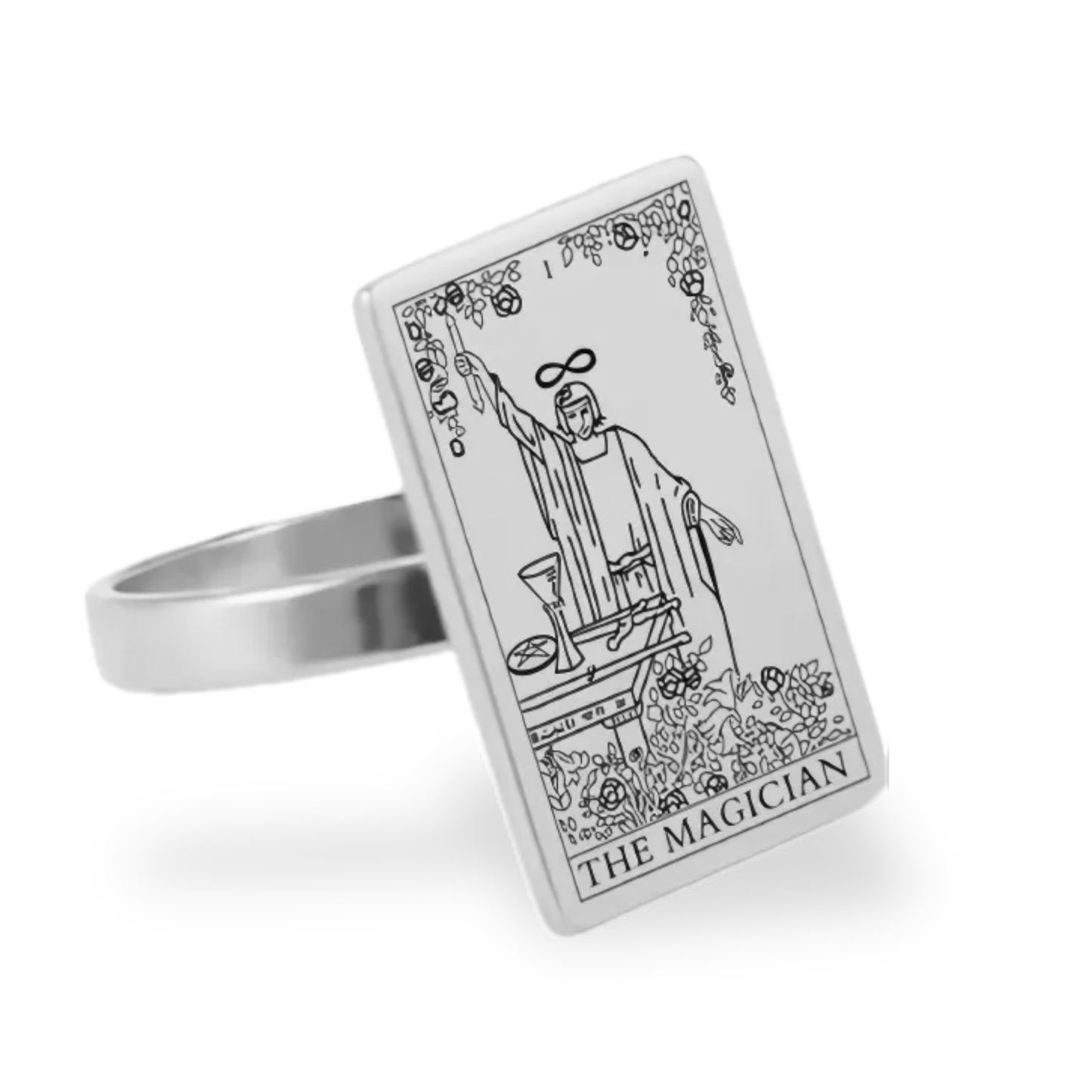 Silver Tarot Card Rings • Major Arcana Waite Cards Laser Engraved Ring For Spiritual Men Witchy Women