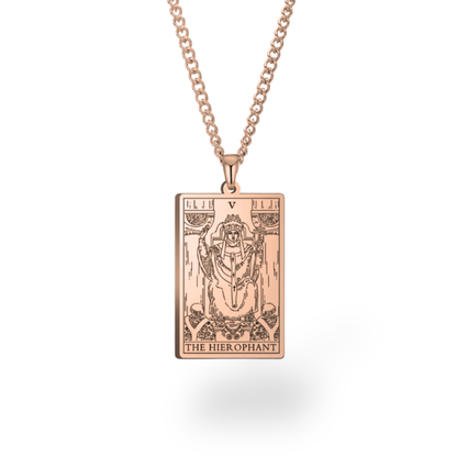 Major Arcana Tarot Card Necklace • Engraved Stainless Steel Waite Cards Pendant