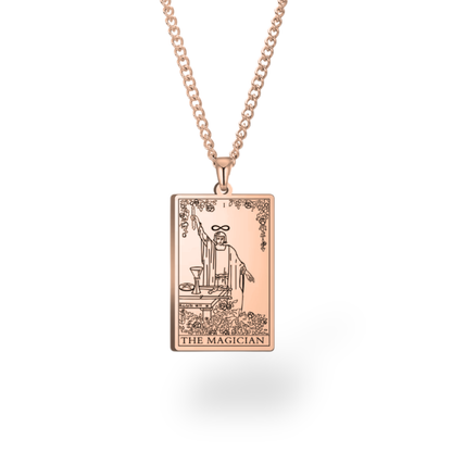 Major Arcana Tarot Card Necklace • Engraved Stainless Steel Waite Cards Pendant
