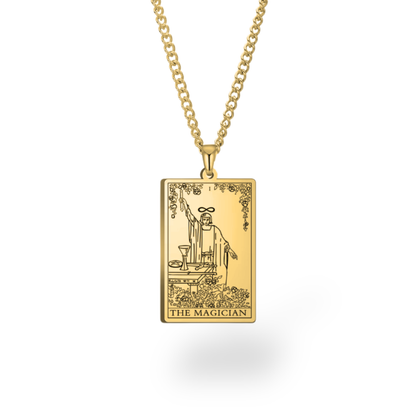 Major Arcana Tarot Card Necklace • Engraved Stainless Steel Waite Cards Pendant
