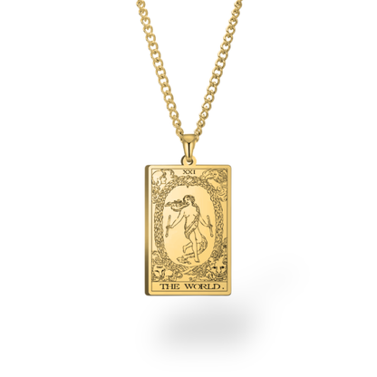 Major Arcana Tarot Card Necklace • Engraved Stainless Steel Waite Cards Pendant