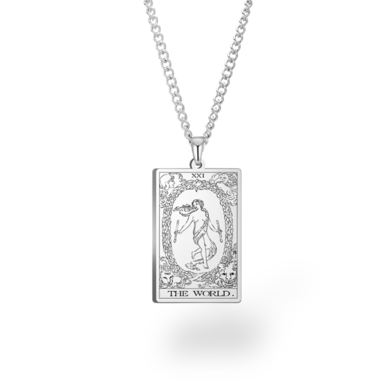 Major Arcana Tarot Card Necklace • Engraved Stainless Steel Waite Cards Pendant