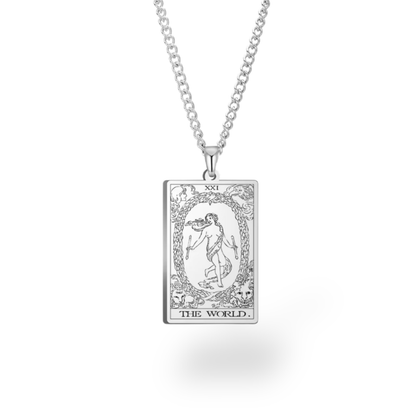 Major Arcana Tarot Card Necklace • Engraved Stainless Steel Waite Cards Pendant