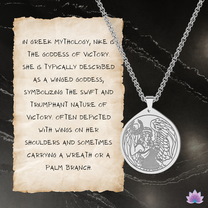 Nike Goddess of Victory Necklace • Pagan Worship Greek Mythology Amulet For Success Triumph Glory • Championship Winner Jewelry Gift Medal • Apollo Tarot Online Shop