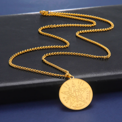 Pentagrammaton Sigil Necklace | Tetragrammaton Magick Seal Pendant | Pentagram Kabbalah 72 Names Of God Amulet Jewelry | Apollo Tarot Shop