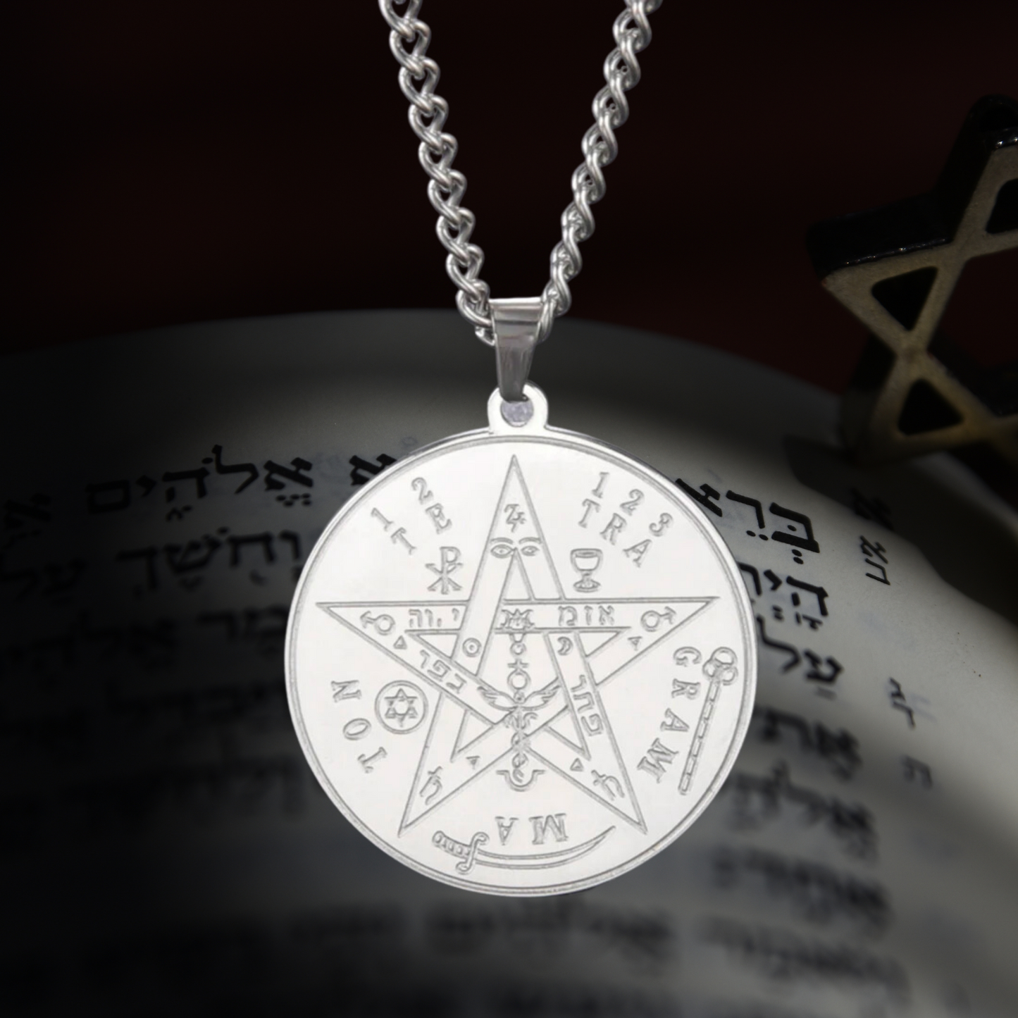 Pentagrammaton Sigil Necklace | Tetragrammaton Magick Seal Pendant | Pentagram Kabbalah 72 Names Of God Amulet Jewelry | Apollo Tarot Shop