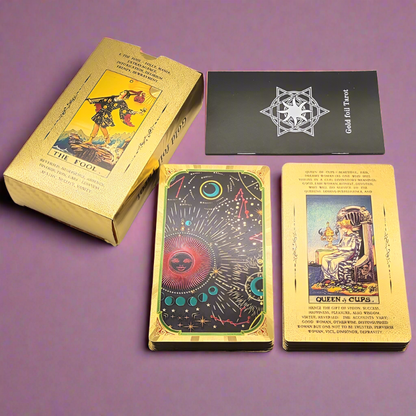 Beginner Tarot Deck With Meaning Keywords • Gold Foil Tarot Cards  + English Guidebook