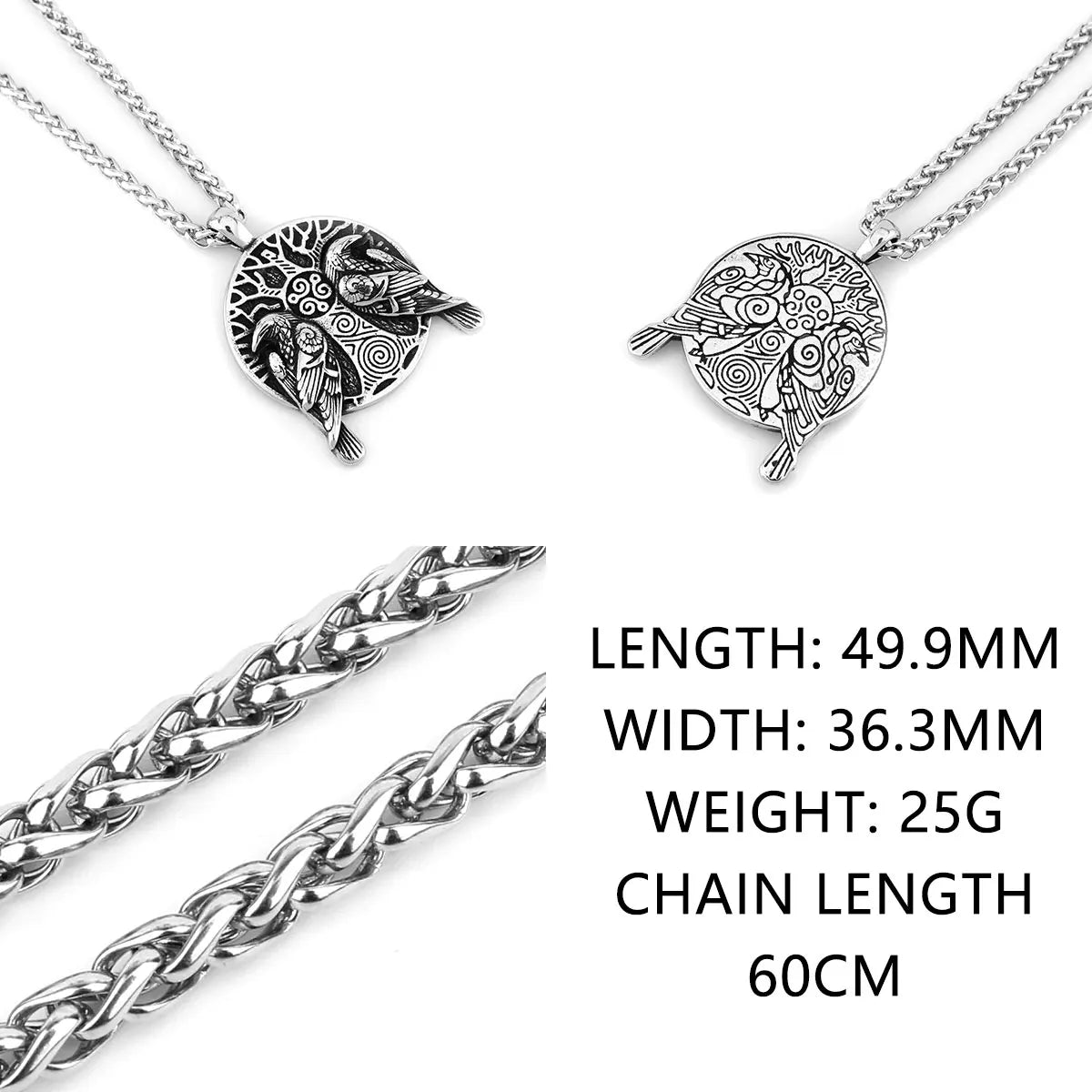 Nordic Viking Necklace | Men's Norse Mythology Stainless Steel Amulet Pendant