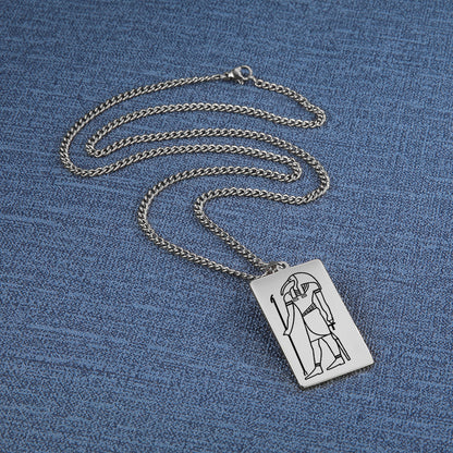 Ancient Egyptian Mythology Necklace | Deity Pendant Of God Horus Anubis Goddess Isis Stainless Steel Amulet | Pagan Worship Witchy Jewelry | Apollo Tarot Shop