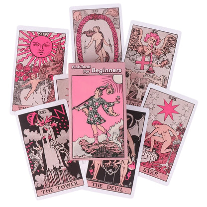 Light Pink Tarot Deck For Beginners, Faded Colors Waite Style Oracle Card Set • Apollo Tarot Mystical Shop