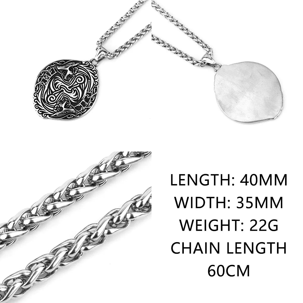 Nordic Viking Necklace | Men's Norse Mythology Stainless Steel Amulet Pendant