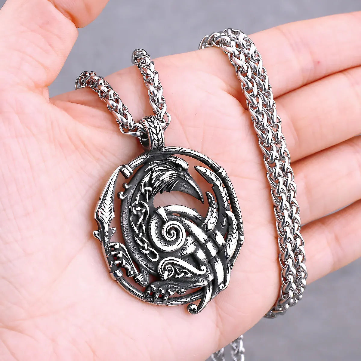 Nordic Viking Necklace | Men's Norse Mythology Stainless Steel Amulet Pendant