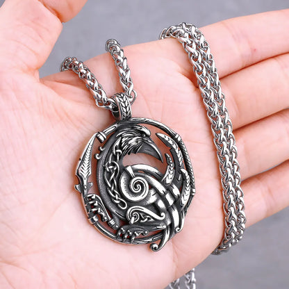 Nordic Viking Necklace | Men's Norse Mythology Stainless Steel Amulet Pendant